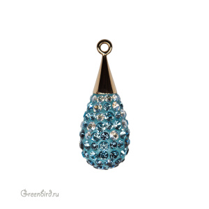 167563 подвеска Pave капля 26mm, золото, Montana/Aquamarine/Moonlight (#207/202/001MOL)