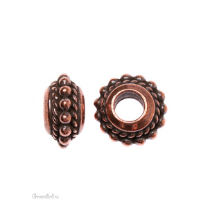 Бусина EURO "Бусинки-твист", ант. медь, 1 шт. (#TC-5758)