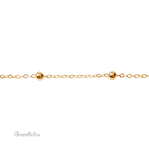 Цепочка тонкая с шариками, золото, 10 см (#SVA-Chain-09G)