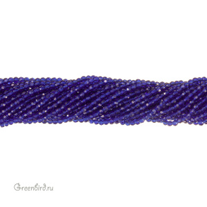 Бусины граненые рондели "Мини", ультрамарин, круглые, нить (#SVAB-R2009)