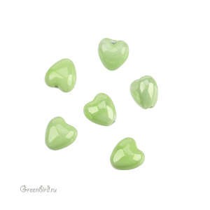 Бусина керамика "Сердце" 12х12,5 мм, зеленый, 1 шт. (#SVA-CRM-04)
