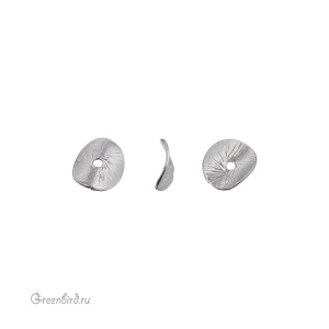 Бусина, матовый родий, 1 шт. (9B104), Корея