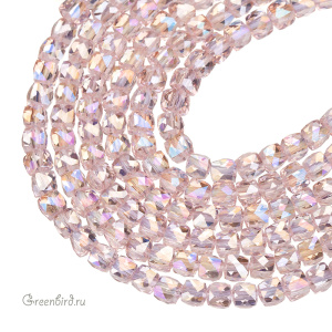 Бусины граненые "Куб" 5 мм, Rose AB, нить (#SVA-BEAD-351)