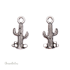 Подвеска "Кактус", ант. серебро, 1 шт. (#TC-2280)