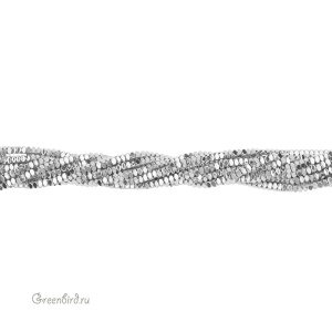 Бусины Геметин 3x2 мм, рондели, граненые, серебро, нить (#SV-HMT-61)