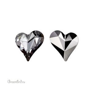 4809 Asymmetrical Heart Fancy Stone 13x12 мм – Silver Night (#001SINI)