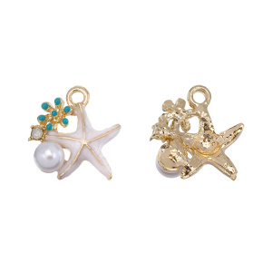 Подвеска с эмалью "Морская звезда", золото, белый, 1 шт. (#CN-PN-019)