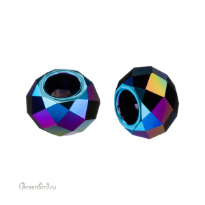 Swarovski 5042 Бусина Бриолетт с отверстием XL 6 мм, черный с мерцающим эффектом 2X (#280SHIM2), 1 ш