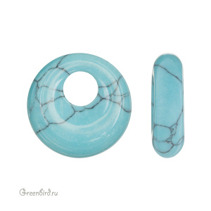 Бусины-бублики "Donut Bead", бирюза, 1 шт. (#DNT-27)