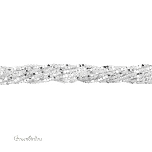 Бусины Геметин 1,6 мм, граненые кубики, цвет: серебро, нить (#SV-HMT-81)