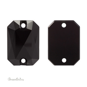 3252 Emerald Cut Sew-on Stone 20х14 мм – Jet (#280)