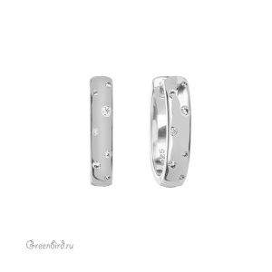 Швензы-звенья "Конго" 20х4,5 мм, фианиты, родий, пара (#SV1701-1526R)