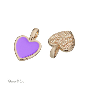 Подвеска с эмалью "Сердечко", золото, сиреневый, 1 шт. (#SV1701-Pendant-25)