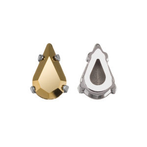 Crystalbird 4328 Капля 10x6 мм в оправе, родий, дорадо (#001DO), 6 шт.