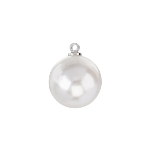 Подвеска, Жемчуг искусственный 16 мм, пластик, родий, Cream, уп.6 шт. (#CN-PRLP-003)