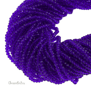 Бусины граненые рондели 3 мм, синий, нить (#SVAB1021)