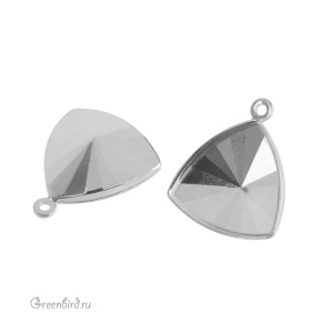 Оправа-подвеска 4799 Призматический треугольник 14x14,3 мм, томпак/родий