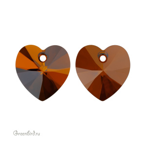 6228 подвеска Heart Fancy Stone 14mm - Smoked Amber (#1001)