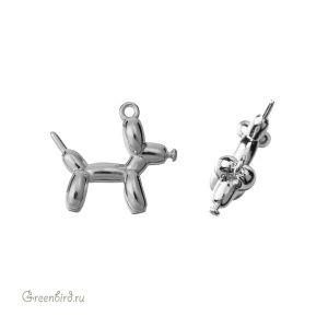 Подвеска "Собачка шарик", родий, 1 шт. (#SVA-BASE-028R)