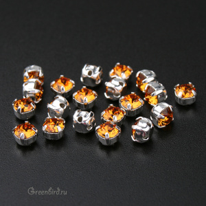 53200 Chaton Montees SS16 (4мм) в оправе, серебро – Topaz (#203) 53200 Chaton Montees SS16 (4мм) в оправе, серебро – Topaz (#203)