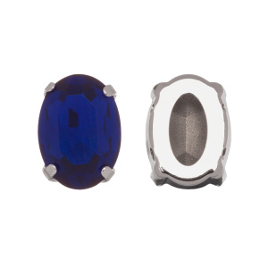 Crystalbird 4120 Овал 14x10 мм в оправе, родий, темный индиго (#K288), 1 шт.