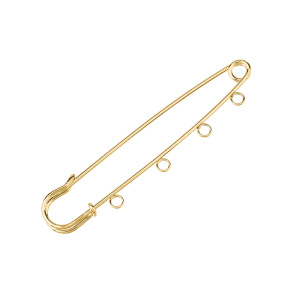 Булавка английская с 4 кольцами 90 мм, золотистый, 1 шт. (#CBP003G)