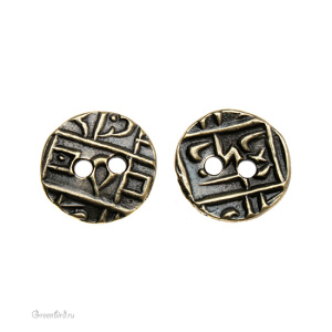 Пуговица "Монетка", ант. латунь, 1 шт. (#TC-6558)