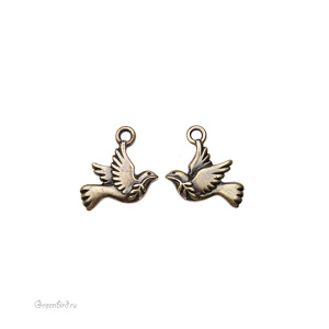 Подвеска "Голубь мира", ант. латунь, 1 шт. (#TC-2375)