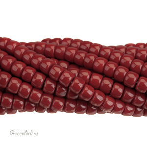 Бусины стеклянные 6х8 мм, глянцевый бордовый, нить (#SVA-BEAD-180)