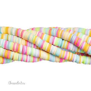 Каучуковые бусины "Диски", микс - полевые цветы, нить (#SVA-RUB-mix06)