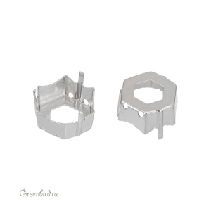 4699 Оправа для ювелирного кристалла Prismatic Hexagon Fancy Stone 14х16 мм, платина