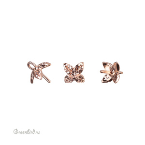 Компонент для вклеивания жемчуга, розовое золото, 1 шт. (9C1046), Корея