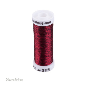 Металлизированная нить Au Ver a Soie Antique, красный/черный, 100 м (#215)