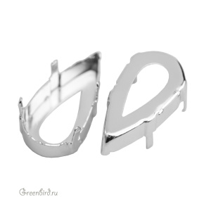 NEW 4322 Оправа для Teardrop 22х11 мм, томпак/родий