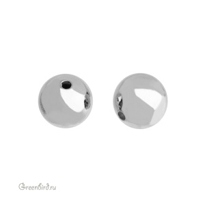 Бусина полая 10 мм, родий, 1 шт. (#SVABM-206R)