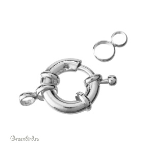 Замок-колечко "Штурвал" 15 мм, родий, 1 шт. (SV1701-JS-22R)