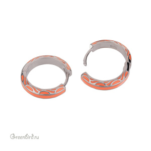Швензы-кольца "Конго" 20 мм, родий, оранжевая эмаль, пара (#SV1701-3033)