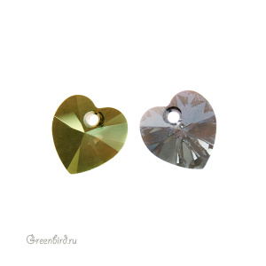 Swarovski 6228 подвеска Сердце 10 мм, иризирующий зеленый (#001IRIG), 1 шт.