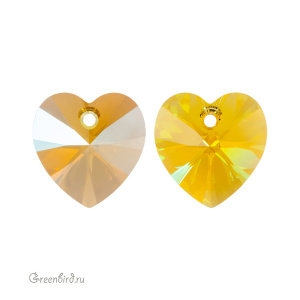Swarovski 6228 подвеска Сердце 10 мм, светлый топаз с мерцанием (#226SHIM), 1 шт.