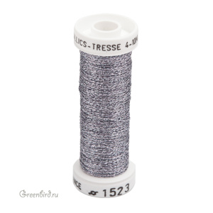 Металлизированная нить Tresse #4 AVAS, меланж пыльная роза/серый, 10 м (#4-1523)