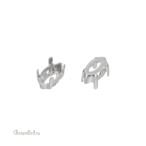 4228 Оправа для ювелирного кристалла Navette 8х4 мм, белая бронза