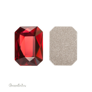 2602 Кристалл холодной фиксации Emerald Cut 14x10 мм – Scarlet (#276)