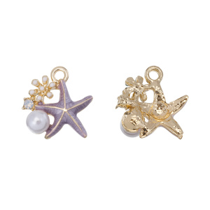 Подвеска с эмалью "Морская звезда", золото, фиолетовый, 1 шт. (#CN-PN-018)