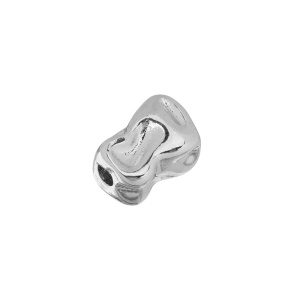 Бусина "Мятый металл" 9х13 мм, родий, 1 шт. (#SV1701-Bead-33R)