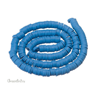 Каучуковые бусины "Диски", синий, нить (#SVA-RUB-018)