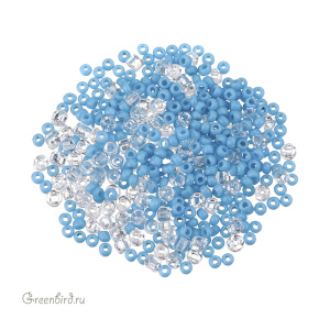 Винтажный бисер, микс, Blue/Crystal (#MIX01)