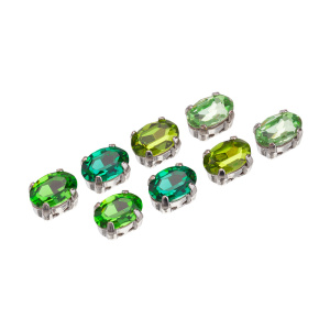 Crystalbird Микс кристаллов 4120 6x4 мм, родий, оттенки зеленого (#MIX21), уп. 8 шт. 