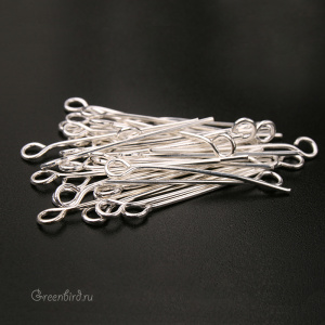 Пины с колечком 25 мм, серебро, уп. 100 шт. (#12740-SIL)