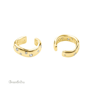 Кафф-колечко с фианитами "Волна", золото, 1 шт. (#SV1701-K22)