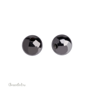 Бусина полая 8 мм, gunmetal, 1 шт. (#SVABM-205T)